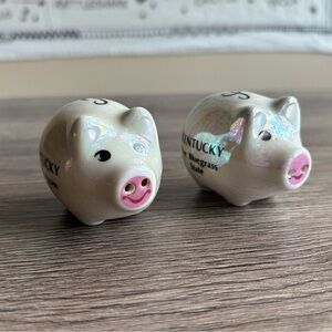 Vintage Pig salt & pepper shakers Kentucky Souvenirs Lipco iridescent